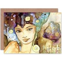 Artery8 Watercolour Woman Bubbles Tree Art Blank Just to Say Card