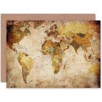Artery8 World Map Vintage Cartography Goodbye Card