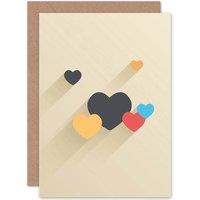 Artery8 Minamilist Valentines Heart Shadows Greetings Card in Beige