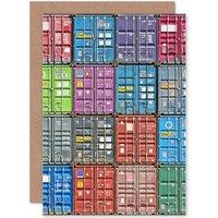 Artery8 Stack Container Freight Collage Squares Greetings Card