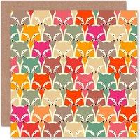 Wee Blue Coo Abstract Colourful Fox Lover Pattern Foxes Animal Card