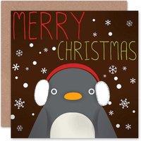 Artery8 Snow Earmuffs Penguin Christmas Card