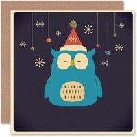Artery8 Cartoon Snowflakes Owl Christmas Card