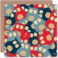 Artery8 Sleeping Owls Pile Cartoon Cute Art Blank Just to Say Card