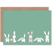 Wee Blue Coo Bunny Poses Rabbits Springtime Easter Card