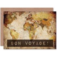 Artery8 Bon Voyage World Map Travel Leaving Goodbye Card