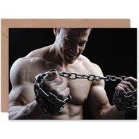Artery8 Muscle Man Chain Stretch Bodybuilder Strain Art Card