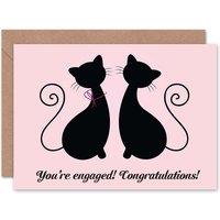 Artery8 Congratulations Cat Silhouettes Wedding Engagement Card