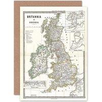 Artery8 1865 Spruner Map British Isles England Scotland Ireland Greetings Card in Cream