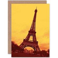 Artery8 Dt Eiffel Tower Birthday Greetings Card in Yellow