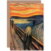 Artery8 Edvard Munch The Scream Old Master Reproduction Greetings Card in Orange