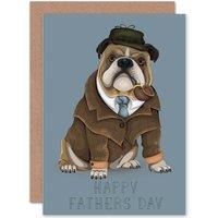 Artery8 Happy Fathers Day Bulldog Greetings Card in Blue
