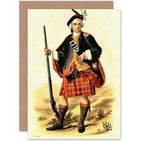 Artery8 Painting Portrait Highland Clan Scotland Tartan Greetings Card