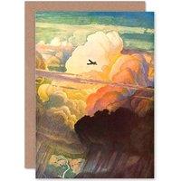 Artery8 Painting Sky Clouds Aeroplane Flight 1938 Greetings Card