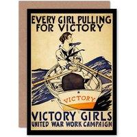 Artery8 Victory Girls Vintage War Work Campaign Pull Boat Rowing Card