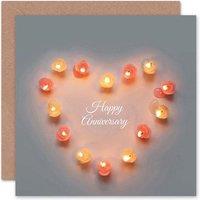 Artery8 Candle Love Heart Daylight Partner Anniversary Valentines Card