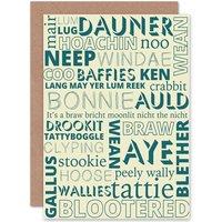 Artery8 Scottish Words Phrases Scots Fun Scotland Greetings Card in Blue