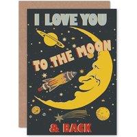 Artery8 Love To The Moon & Back Greetings Card in Dark Grey