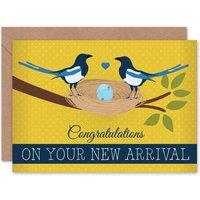 Artery8 New Arrival Congratulations Magpies Nest Egg New Baby Card
