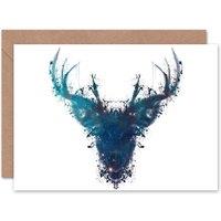 Artery8 Ink Splat Stag Deer Art Blank Just to Say Card