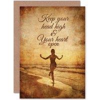 Artery8 Occasion Friendship Yoga Meditation Beach Greetings Card in Brown