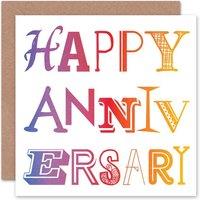 Artery8 Colourful Gradient Modern Typography Anniversary Card