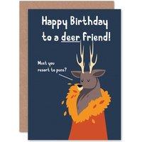 Artery8 Deer Friend Birthday Greetings Card in Dark Navy