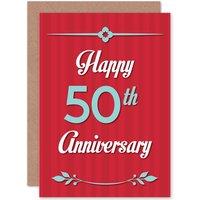 Artery8 Happy 50th Fiftieth Anniversary Greetings Card in Red