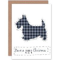 Artery8 Christmas Xmas Yappy Scottie Dog Greetings Card in White