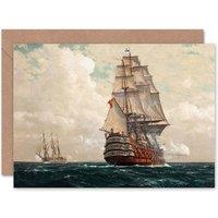 Artery8 Seascape Naval Diemer Ship At Sea Art Card