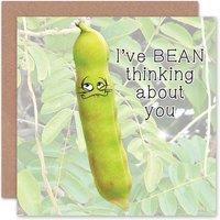 Artery8 Romance Valentine Cute Green Bean Anniversary Valentines Card