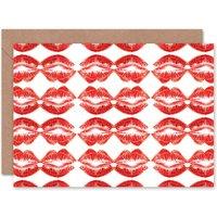 Artery8 Kiss Lipstick Lips Pattern Design Anniversary Valentines Card