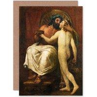 Artery8 Greeitn Painting Allegory Mengs Jupiter Kissing Ganymede Greetings Card in Brown