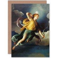 Artery8 Painting Allegory Greek Mengs Diana Night Personified Greetings Card in Blue