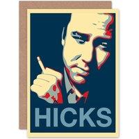 Artery8 Painting Comedy Hero William Melvin Bill Hicks Greetings Card in Blue