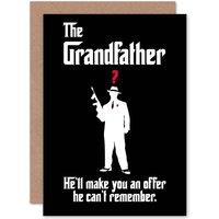 Artery8 The Grandfather Godfather Pun Greetings Card in Black