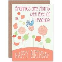 Artery8 Birthday Happy Granny Gran Ornate Bird Flower Greetings Card in Orange