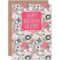 Wee Blue Coo Happy Birthday Granny Gran Pink Floral Pattern Card