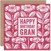 Wee Blue Coo Retro Rose Flower Design Happy Birthday Gran Card