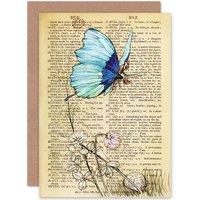 Artery8 Birthday Upcycle Butterfly Rider Fantasy Dictionary Greetings Card in Beige
