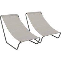 Harbour Housewares Folding Beach Loungers - Matt Black - Pack of 2 in Beige