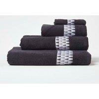 Homescapes Geometric 100% Cotton Towel in Black