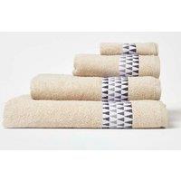 Homescapes Geometric 100% Cotton Towel in Beige | Size: Bath Sheet