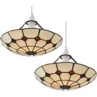 First Choice Lighting Set of 2 Torbay - Tiffany Cream Uplight Easy Fit Pendant Shades