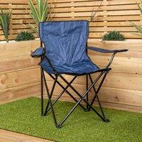 Samuel Alexander Outdoor Blue Folding Camping Chair with Armrests & Cupholder