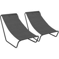 Harbour Housewares Folding Beach Loungers - Matt Black - Pack of 2
