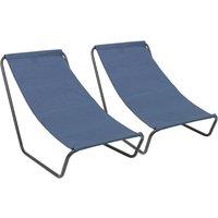 Harbour Housewares Folding Beach Loungers - Matt Black - Pack of 2 in Navy