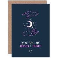 Artery8 Hand Line Art My Moon & Stars Love Greetings Card in Dark Navy