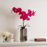 Scottish Everlastings Ltd 65cm Pink Orchid in Tall Silver Ceramic Pot