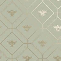 Holden Dcor Bee Wallpaper in Green